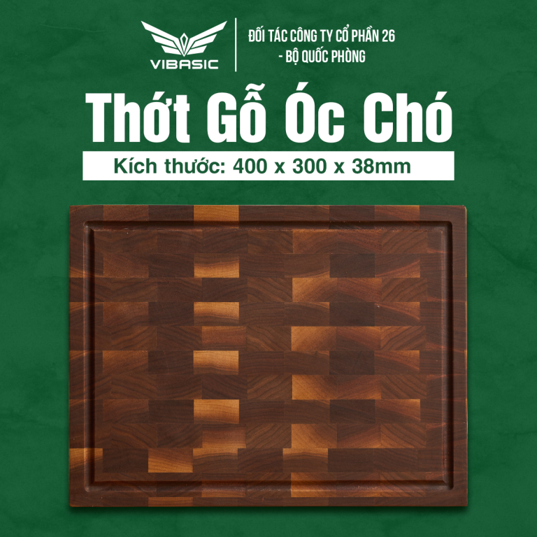 Thớt gỗ Óc Chó Vibasic ghép dựng block kích thước 400x300x38mm