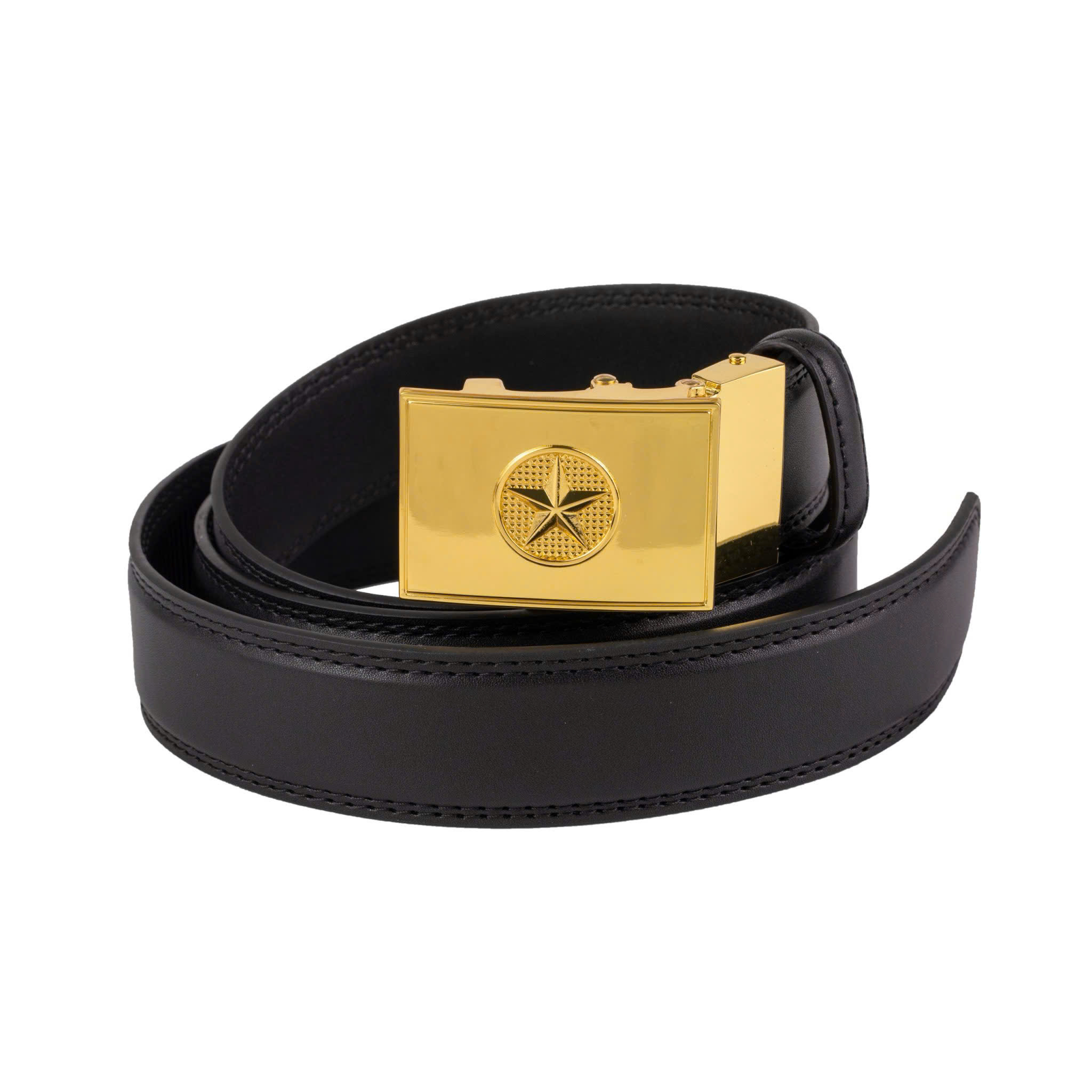 Dây lưng nam cao cấp - Mặt khóa hợp kim chốt tự động - 2 màu Đen + Nâu