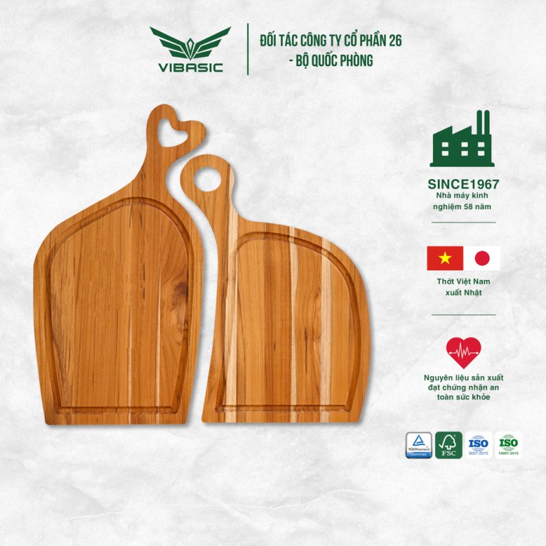 Bộ thớt Uyên ương gỗ Teak ghép ngang solid
